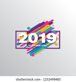 Modern Art graphics. Happy New Year 2019 design elements for design of gift cards, brochures, flyers, leaflets, posters. Vector illustration EPS10
