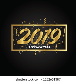 Modern Art graphics. Happy New Year 2019 design elements for design of gift cards, brochures, flyers, leaflets, posters. Vector illustration EPS10