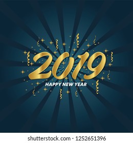 Modern Art graphics. Happy New Year 2019 design elements for design of gift cards, brochures, flyers, leaflets, posters. Vector illustration EPS10