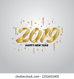 Modern Art graphics. Happy New Year 2019 design elements for design of gift cards, brochures, flyers, leaflets, posters. Vector illustration EPS10
