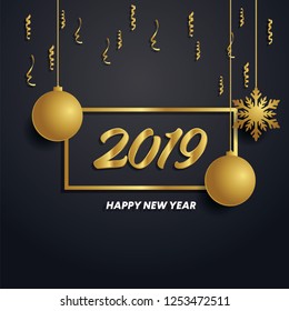 Modern Art graphics. Happy New Year 2019 design elements for design of gift cards, brochures, flyers, leaflets, posters. Vector illustration EPS10