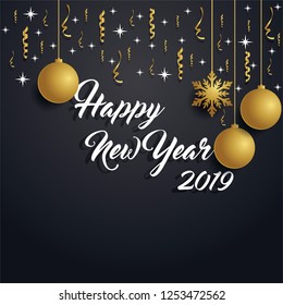 Modern Art graphics. Happy New Year 2019 design elements for design of gift cards, brochures, flyers, leaflets, posters. Vector illustration EPS10