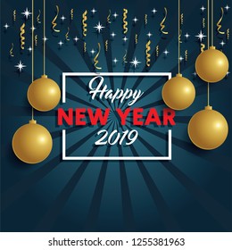 Modern Art graphics. Happy New Year 2019 design elements for design of gift cards, brochures, flyers, leaflets, posters. Vector illustration EPS10