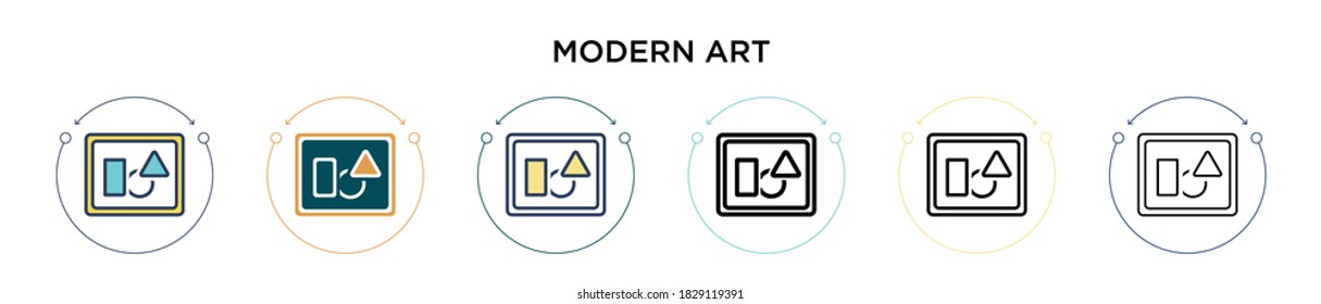 Modern art icon in filled, thin line, outline and stroke style. Vector illustration of two colored and black modern art vector icons designs can be used for mobile, ui, web