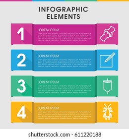 Modern art infographic template. infographic design with art icons includes beetle, bone, paper and pen. can be used for presentation, diagram, annual report, web design. 