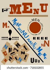 modern art inspired restaurant menu card design, vector 