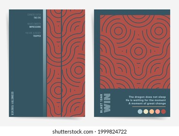 Modern art japanese poster template. Asian style wavy lines chinese dragon minimal geometric style for poster, brochure, background, identity, presentation, book cover. Brand abstract graphic design.
