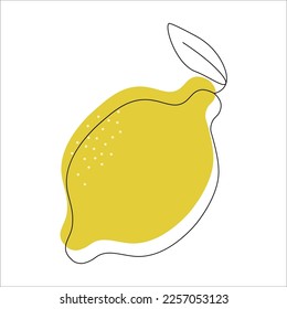 Lemon de arte moderno en estilo de línea continua sobre fondo aislado - imagen vectorial