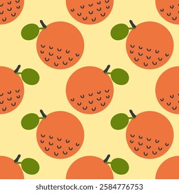 Modern art minimalist style oranges seamless pattern. Perfect for banner, textile, fabric, paper, label, sale. Hand drawn vector illustration.