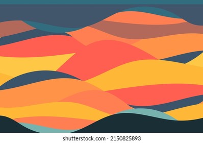 modern art moutain with curve in gradient red orange and green abstract background can be use for brochure template product packaging design 