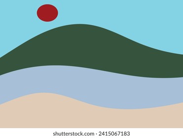 Modern art ocean lake with  mountain eco friendly background can be use for technology landing page commercial science theme travel summer brochure vector eps.