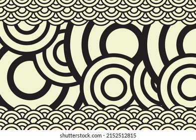 modern art oriental asian the sea wave in black and white background can be use for food and beverage product label technology advertisement package design vector eps.
