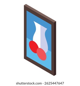 Modern art painting in an isometric view, featuring a vase and apples as its subject