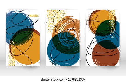 Modern Art Painting. Set Of Geometric Shapes And Lines. Minimalist Hand Painted Shapes, Gold Particles. Modern Art Background.