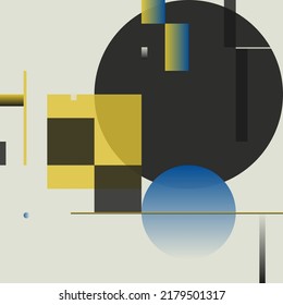 Modern Art pattern inspired by Bauhaus design made with abstract geometric shapes and bold forms. Digital graphics elements for poster, cover, art, presentation, prints, fabric, wallpaper and etc.