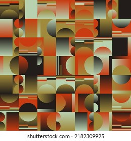 Modern Art pattern inspired by Bauhaus design made with abstract geometric shapes and bold forms. Digital graphics elements for poster, cover, art, presentation, prints, fabric, wallpaper and etc.