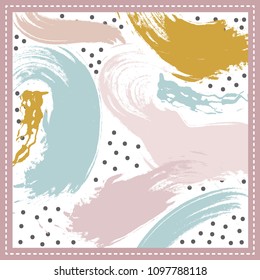 modern art pattern silk scarf with brush effect design