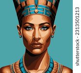 Modern art portrait painting of Egyptian Queen Nefertiti