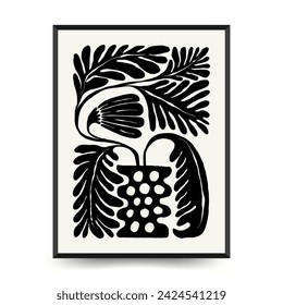 Modern Art Poster with body, women and flower. Matisse Abstract Set, Aesthetic Modern, Boho Decor, Minimalist, Illustration, Vector, Poster, Postcard. Aesthetic minimalist design.