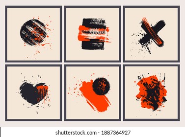 Modern Art Poster, Cover With Various Hand Drawn Grunge Textures, Abstarct Shapes, Splatters, Lines, Design Elements, Objects. Abstract Art Coposition.