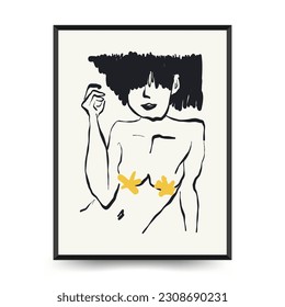 Modern Art Poster. Matisse Abstract Set, Aesthetic Modern, Boho Decor, Minimalist, Illustration, Vector, Poster, Postcard. Aesthetic minimalist design. Vector illustrations.