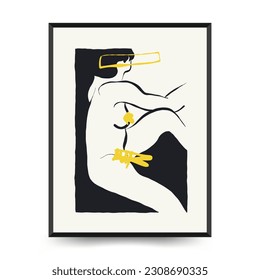 Modern Art Poster. Matisse Abstract Set, Aesthetic Modern, Boho Decor, Minimalist, Illustration, Vector, Poster, Postcard. Aesthetic minimalist design. Vector illustrations.