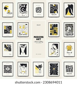 Modern Art Poster. Matisse Abstract Set, Aesthetic Modern, Boho Decor, Minimalist, Illustration, Vector, Poster, Postcard. Aesthetic minimalist design. Vector illustrations.