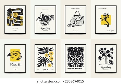 Modern Art Poster. Matisse Abstract Set, Aesthetic Modern, Boho Decor, Minimalist, Illustration, Vector, Poster, Postcard. Aesthetic minimalist design. Vector illustrations.