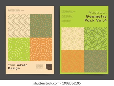 Modern art poster template set. Asian geometric wavy design background for poster, cover, brochure, banner. Modern simple backdrop. Abstract geometric shapes, japanese wave lines, artistic design set.