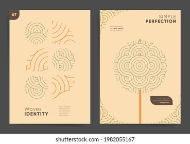 Modern art poster template set. Asian geometric wavy design background for poster, cover, brochure, banner. Modern simple backdrop. Abstract mosaic shapes, japanese wave lines, artistic design set.