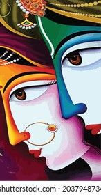 Modern Art of Radhe and keishna