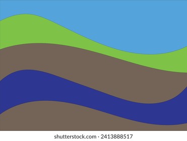 Modern art river with terrain in middle and mountain eco friendly background can be use for technology landing page commercial science theme vector eps.