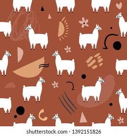 Modern art seamless pattern with abstract shapes. Vector Clip Art