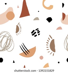 Modern art seamless pattern with abstract shapes. Vector Clip Art