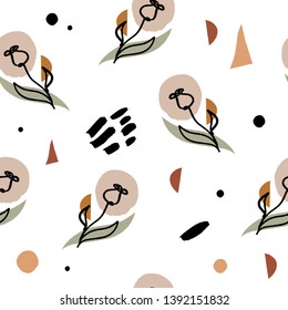 Modern art seamless pattern with abstract shapes. Vector Clip Art