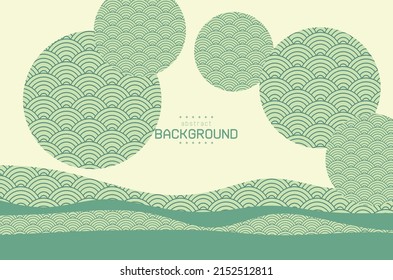 modern art sphere and curve line with oriental wave line in light green on white background can be use for food and beverage product label technology advertisement package design vector eps.