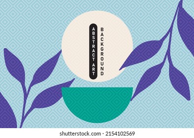 modern art sphere with fern leaf on gradient and oriental pattern square background can be use for product label food and beverage cosmatic lable advertisement