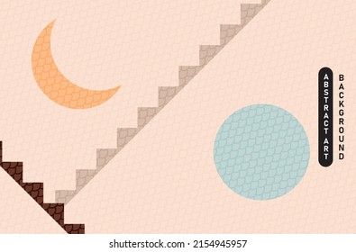 modern art stair with cresent and full moon on cream background can be use for advertisement banner brochure template notebook cover website background