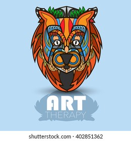 Modern art therapy poster with multicolor totem lion vector image