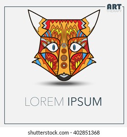 Modern art therapy poster with multicolor totem fox vector image