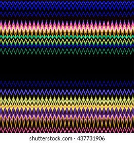 Modern art. Vector neon lights texture. Zig zag pattern.