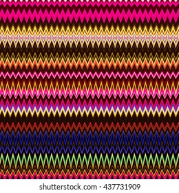 Modern art. Vector neon lights texture. Zig zag pattern.
