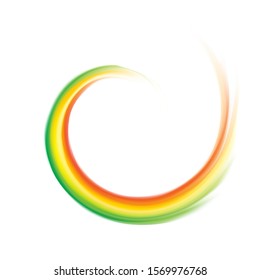 Modern art wavy vivid orange and pea color fond of curvy surface design style. Closeup view text space in glowing white center icon sign logo pictogram ring shape banner border frame element concept