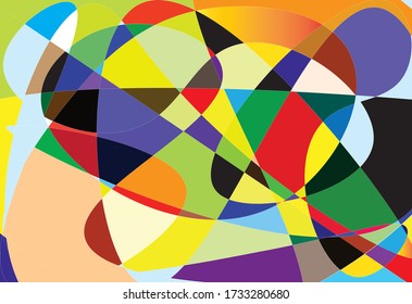 Modern art work with color variations. Irregular shapes with nonstop lines.