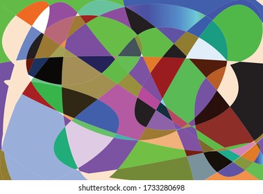 Modern art work with color variations. Irregular shapes with nonstop lines.