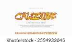 Modern Art Work Handwritten Font, Typeface Alphabet with texture, cartoon display Y2k style,design for music,band, fashion,sport,movie,film. Vector illustration