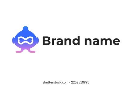 Modern artificial intelligence bot robotic logo concept with infinity idea