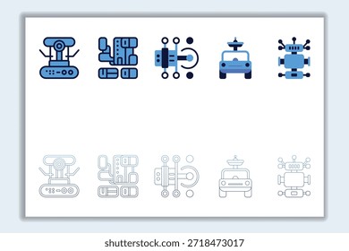 Conjunto de iconos de Tecnología de robótica de inteligencia artificial moderna 