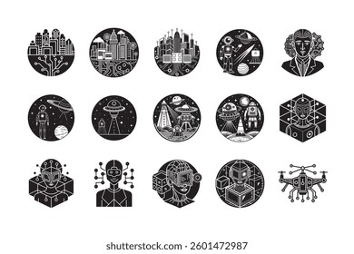 Modern Artificial Intelligence Symbols for Digital and Tech Projects