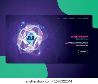 Modern Artificial Intelligence Web Landing Page Illustration Template 